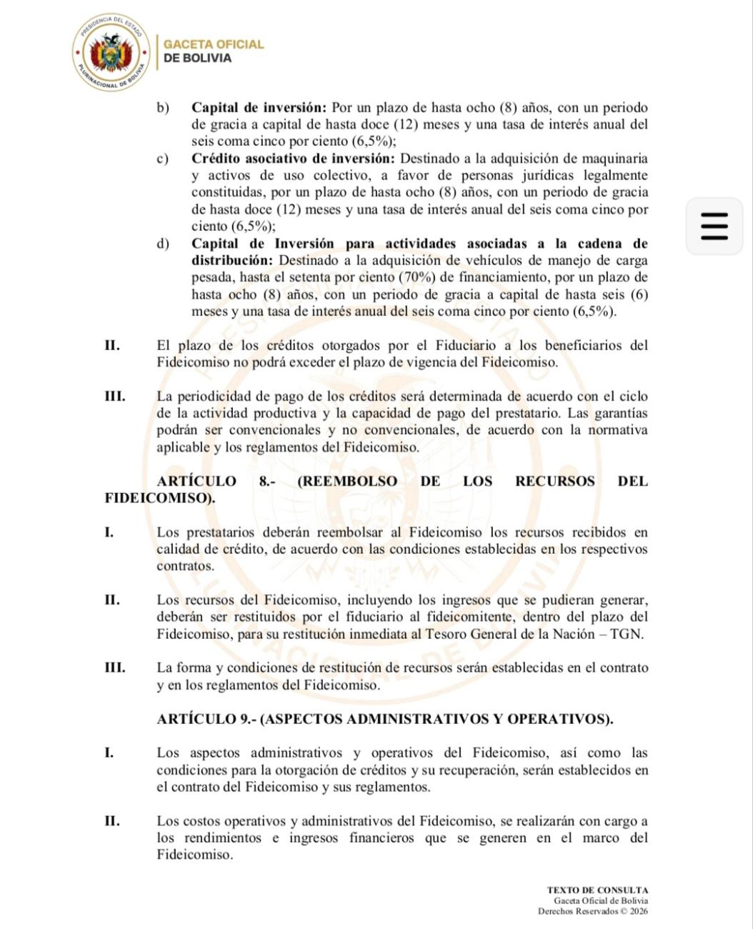 Norma oficial que establece las condiciones de los nuevos créditos