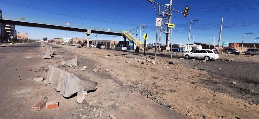 Un punto de bloqueo en El Alto