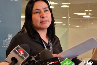 La senadora Guerrero en conferencia de prensa
