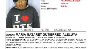 Imagen de la niña desaparecida