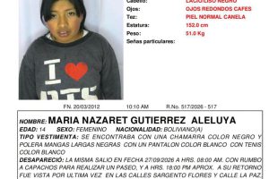 Imagen de la niña desaparecida