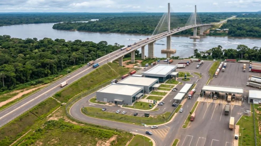 Proyección digital de lo que será el puente que unirá Guayaramerín (Bolivia) y Guajará-Mirim (Brasil).