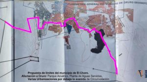 plano de Oruro con propuesta de límites hecha por El Choro