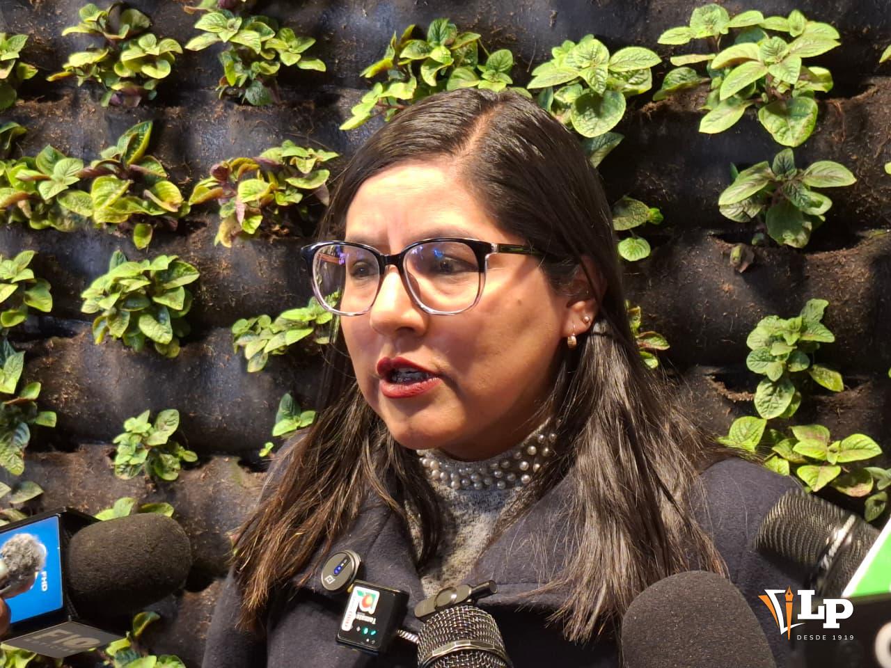 La diputada Claros en conferencia de prensa