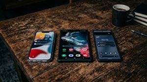 Celulares sobre una mesa