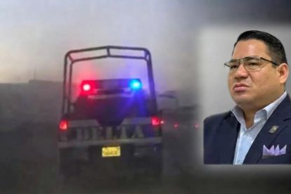 Una patrulla de la policía y Roger Mariaca
