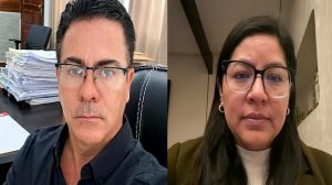 Nuevo Fiscal General Interino del Estado, Armando Urioste, y la diputada Lissa Claros.