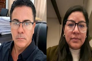 Nuevo Fiscal General Interino del Estado, Armando Urioste, y la diputada Lissa Claros.