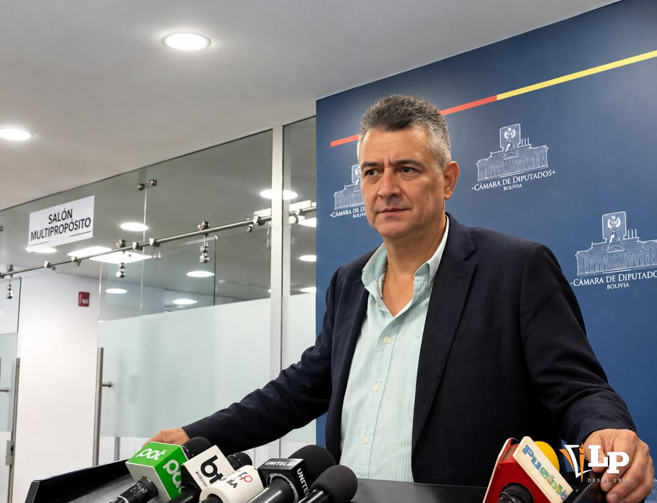 El senador Suarez en conferencia de prensa
