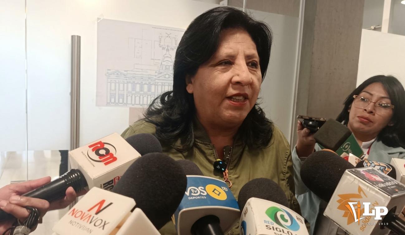 La diputada Bilbao en conferencia de prensa