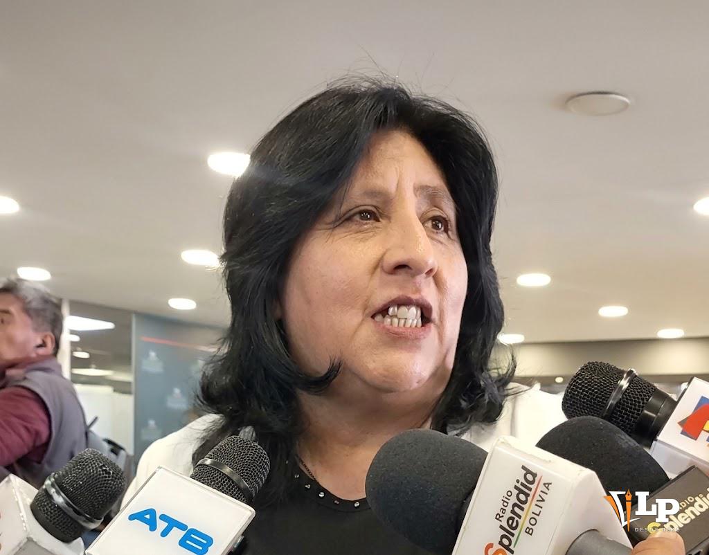 La diputada Bilbao en conferencia de prensa