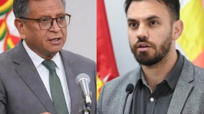 El ministro de Gobierno, Marco Antonio Oviedo junto a la exautoridad  Eduardo Del Castillo