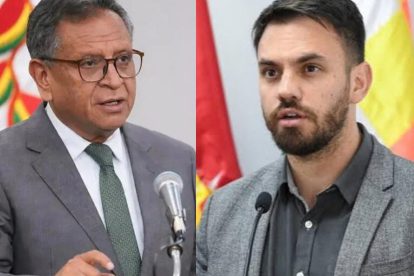 El ministro de Gobierno, Marco Antonio Oviedo junto a la exautoridad  Eduardo Del Castillo
