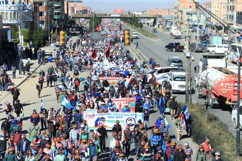 Marcha evista llegando a El Alto en 2026