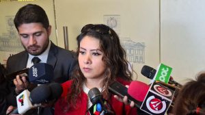La diputada Jiménez en conferencia de prensa