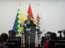 El vocero presidencial, José Luis Gálvez, en una conferencia de prensa