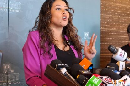 La diputada Jiménez en conferencia de prensa