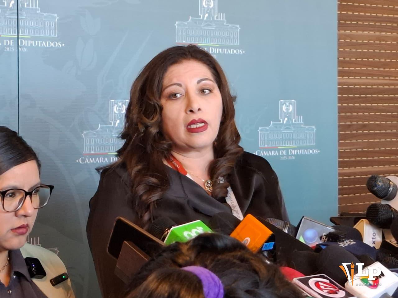La diputada Anagua en conferencia de prensa