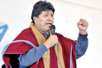 Evo Morales en un acto pública