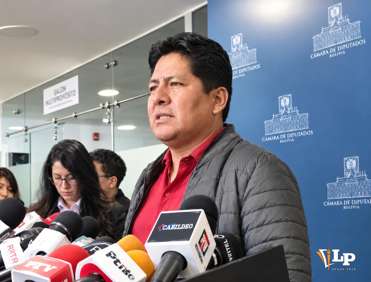 El diputado Ticona en conferencia de prensa