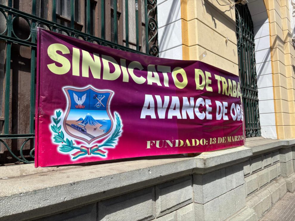 Una pancarta del sindicato de trabajadores