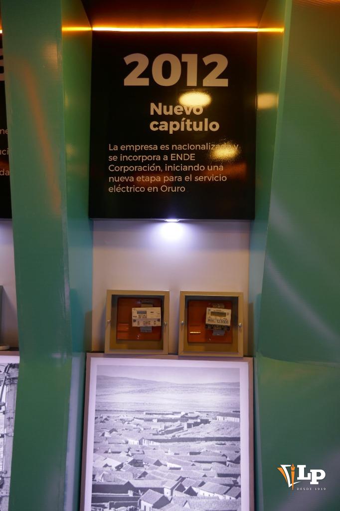 Sección informativa sobre la nacionalización de la empresa en 2012 y su integración a ENDE Corporación