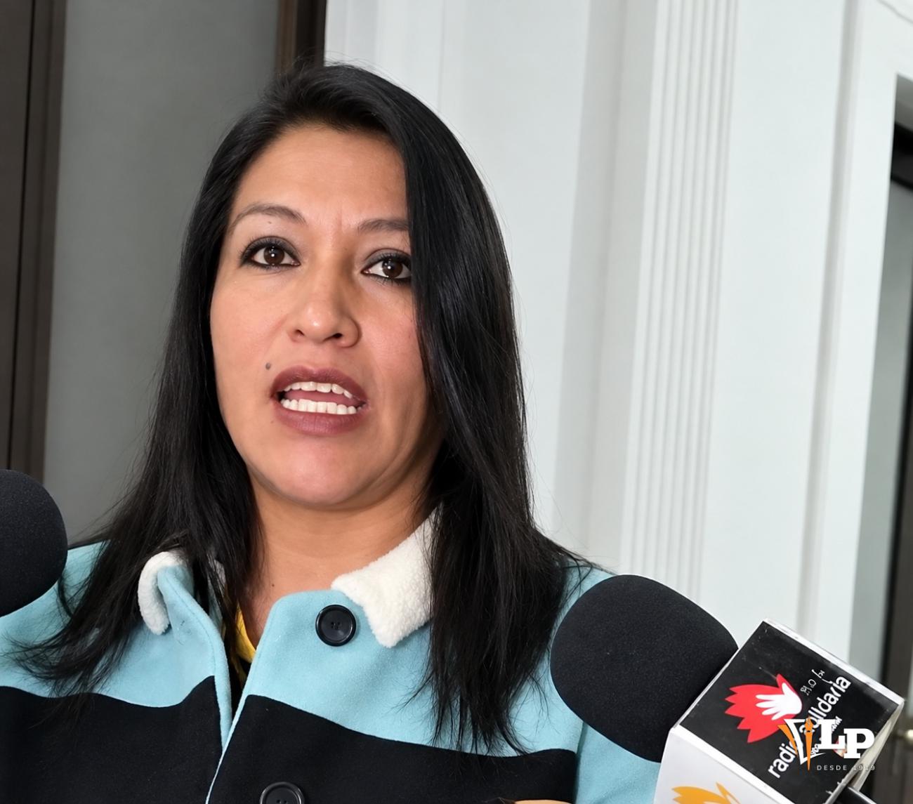 La diputada Arispe en conferencia de prensa