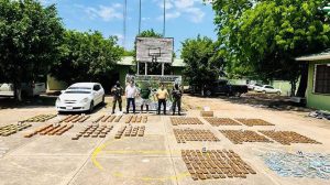 Los 673 paquetes de marihuana hallados en la vivienda de Puerto Quijarro.
