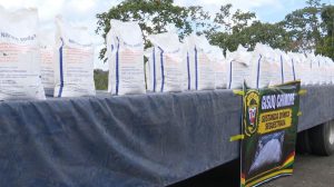 Las 100 bolsas de carbonato de sodio, unos 2.500 kilos, fueron halladas en el camión.