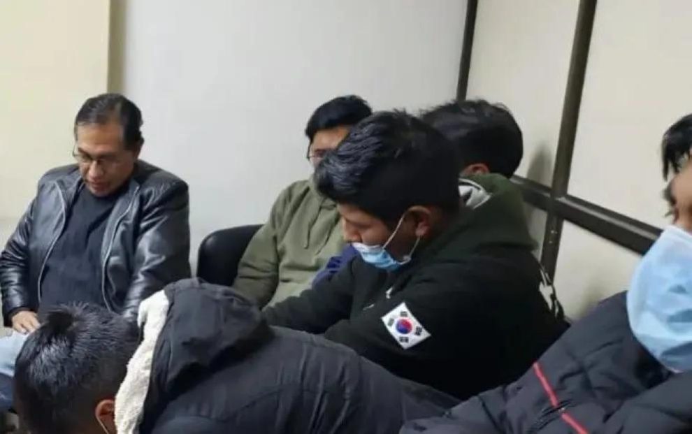 Los implicados durante su audiencia cautelar