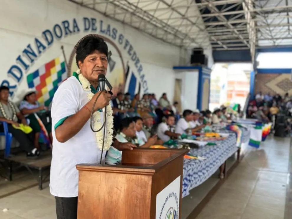 Evo Morales en el congreso de Evo Pueblo que se realiza en Lauca Ñ