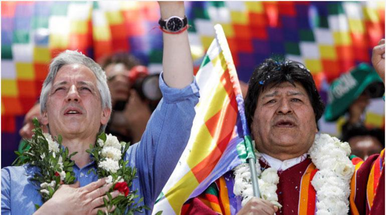 Evo Morales y Álvaro García,