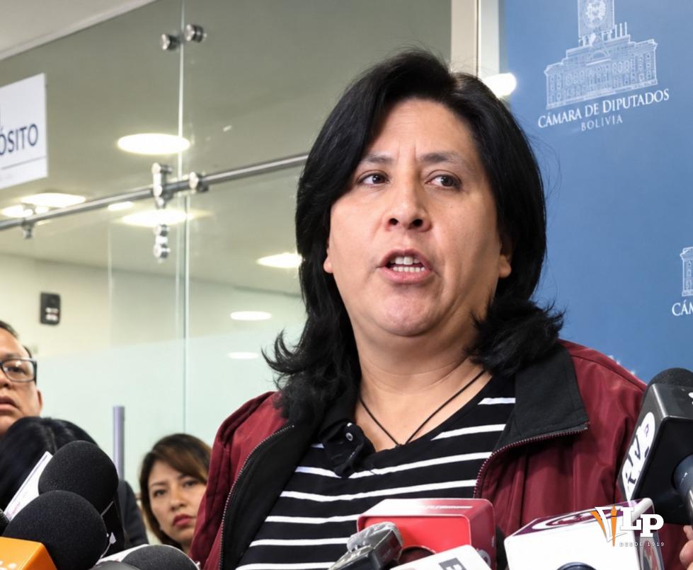 La diputada Bilbao en conferencia de prensa