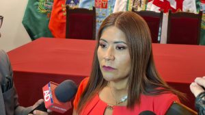 La diputada Pinto en conferencia de prensa