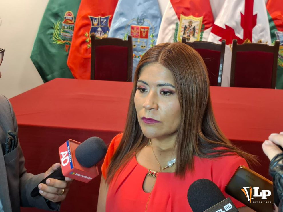 La diputada Pinto en conferencia de prensa